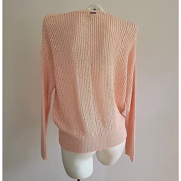 Billabong Sunset Bliss Surplice Loose Knit Pullover Sweater Pink Beachy Feminine - Picture 2 of 13